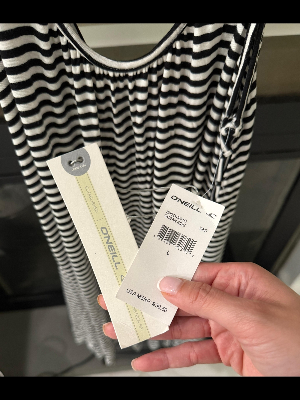 O'Neill Black & White Striped Tank Dress